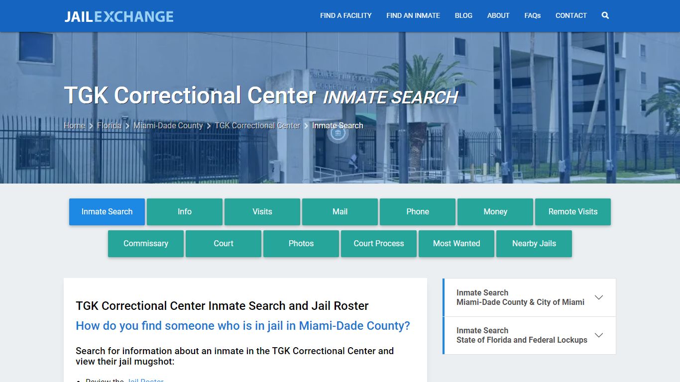 Inmate Search: Roster & Mugshots - TGK Correctional Center, FL